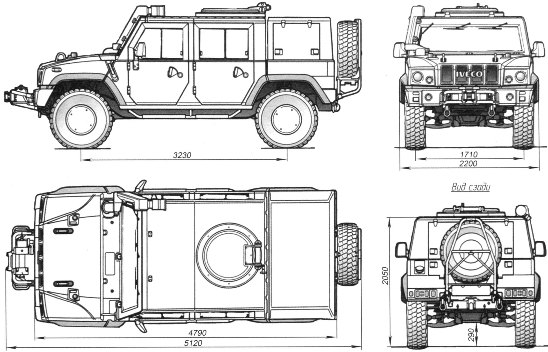 Iveco LMV M65 2001 Blueprint - Download free blueprint for 3D modeling