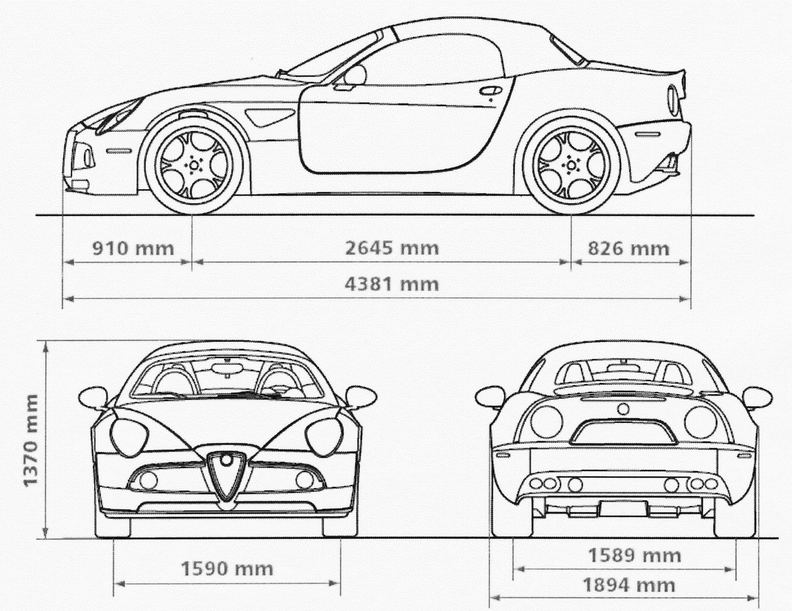 Alfa Romeo 8C Spider blueprint