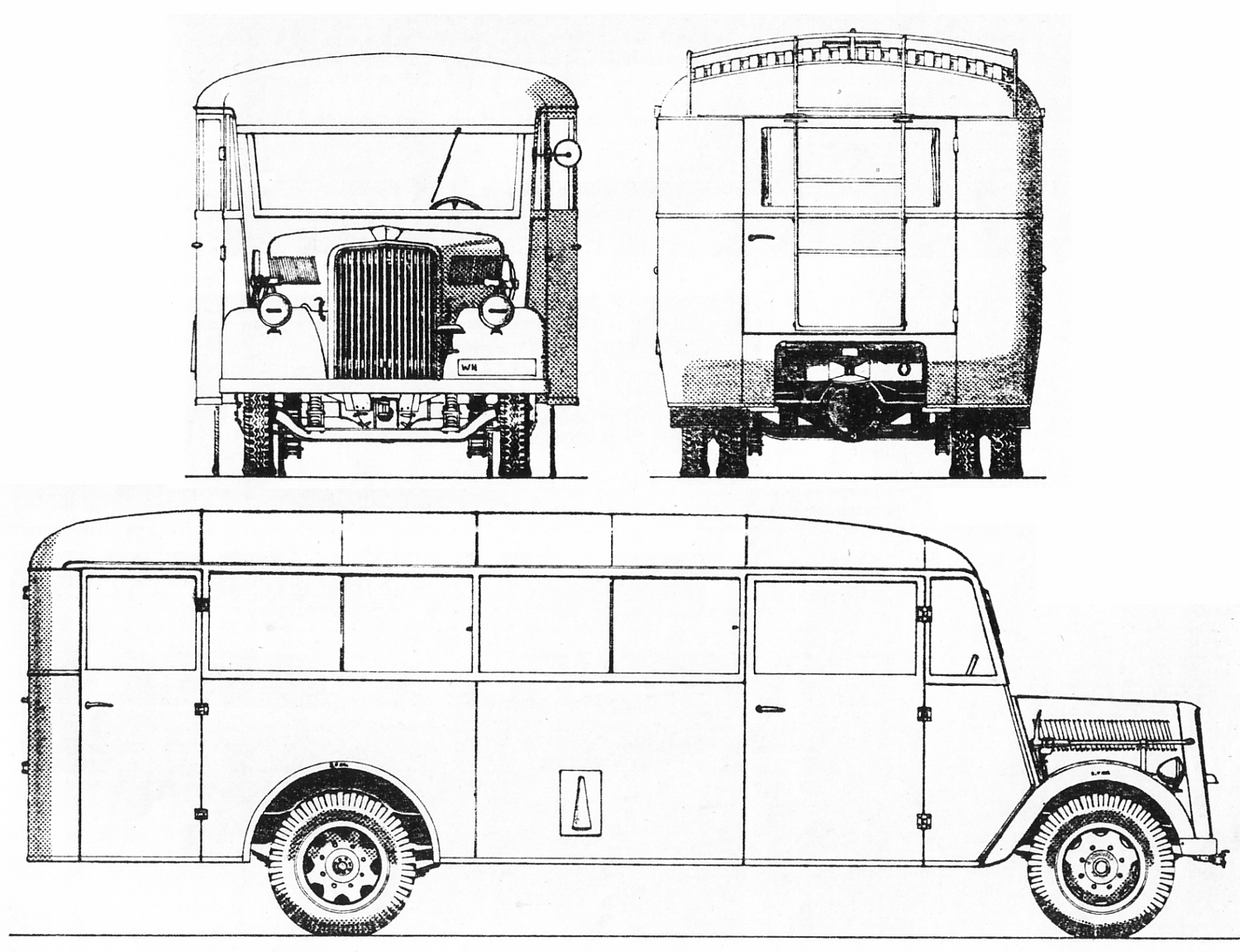 Opel Blitz bus blueprint