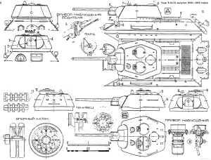 T-34 Blueprint - Download free blueprint for 3D modeling