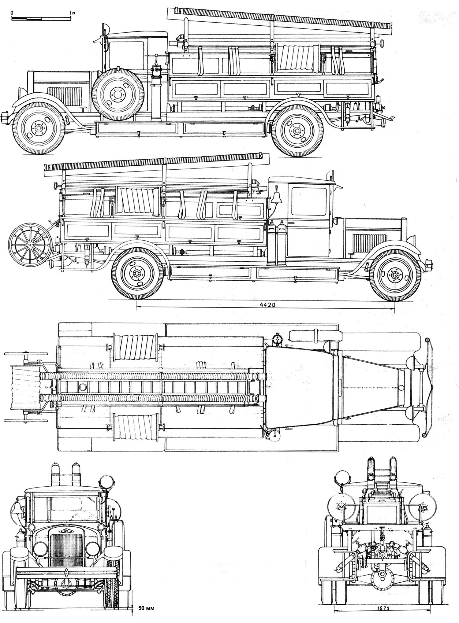 ZIS-11 Fire truck blueprint