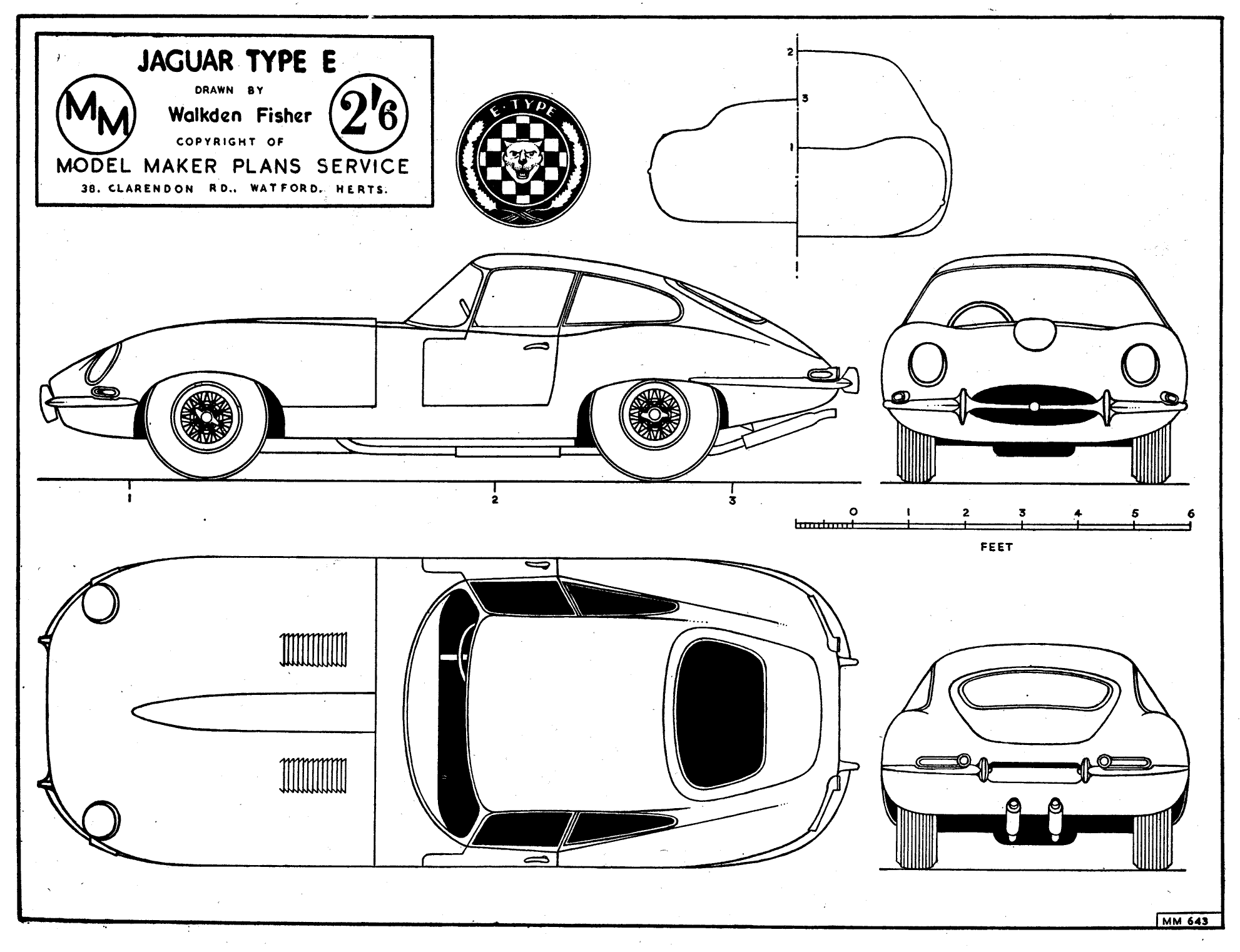Jaguar E-Type blueprint