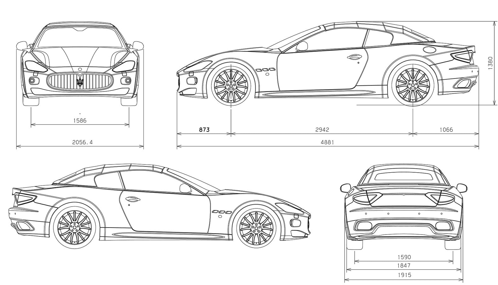 Maserati GranTurismo blueprint
