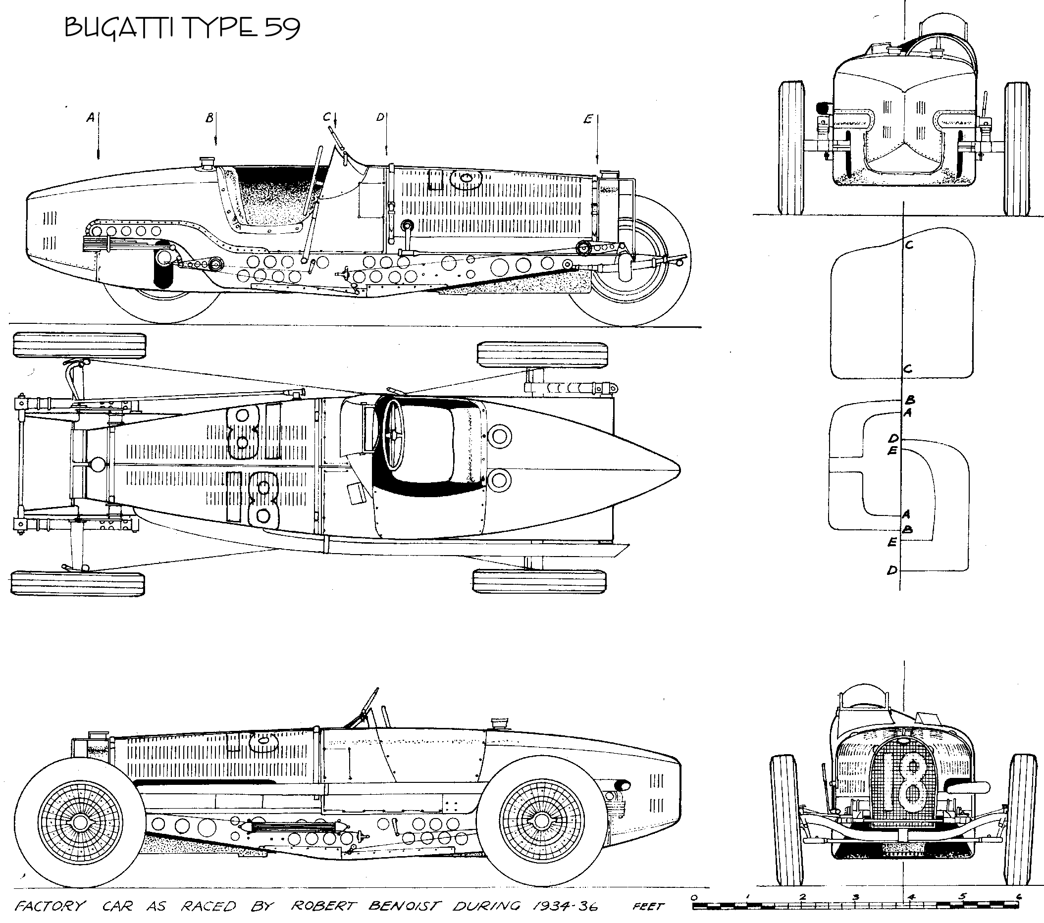 Bugatti T59 blueprint