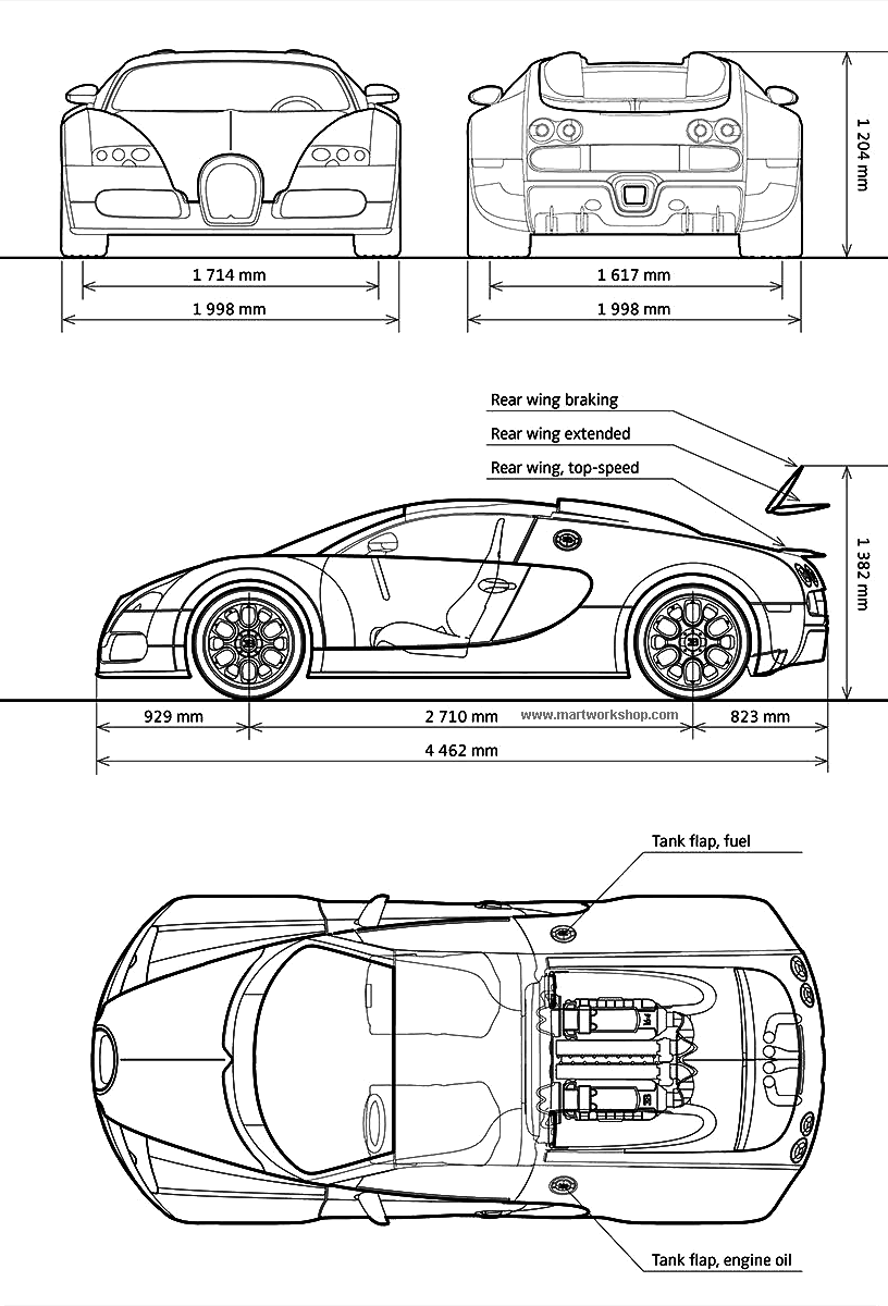 Bugatti Veyron blueprint