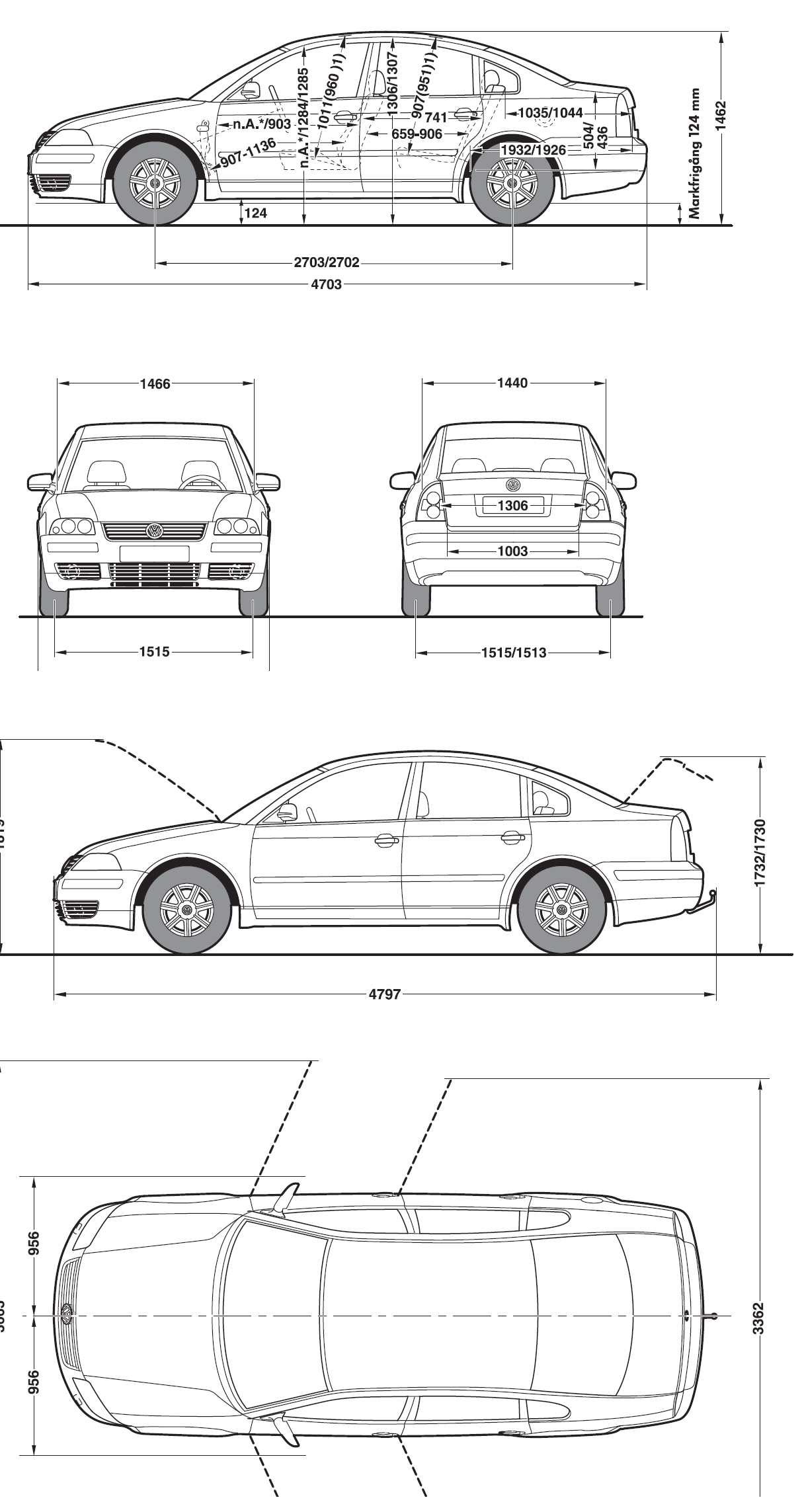 Volkswagen Passat B5 blueprint