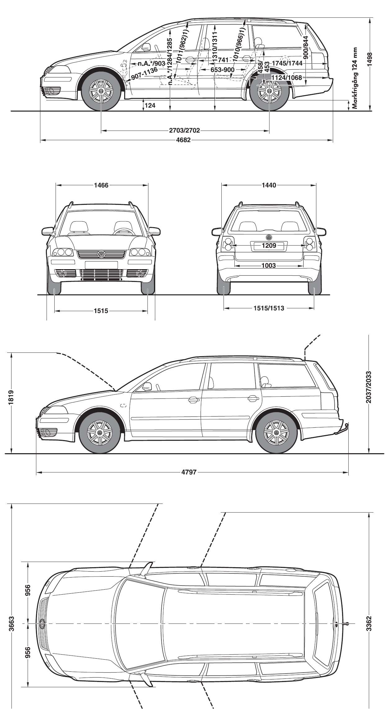 Volkswagen Passat B5 blueprint