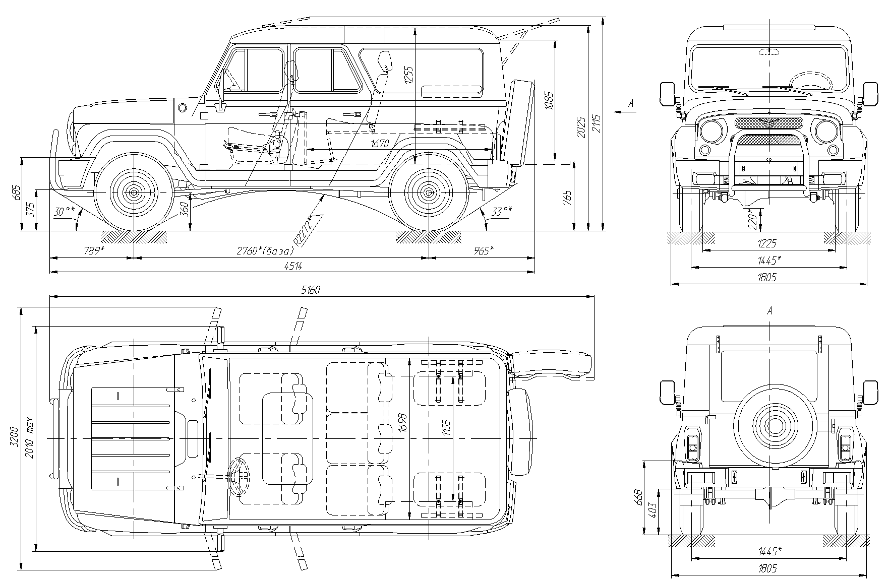 UAZ Bars 3153 blueprint