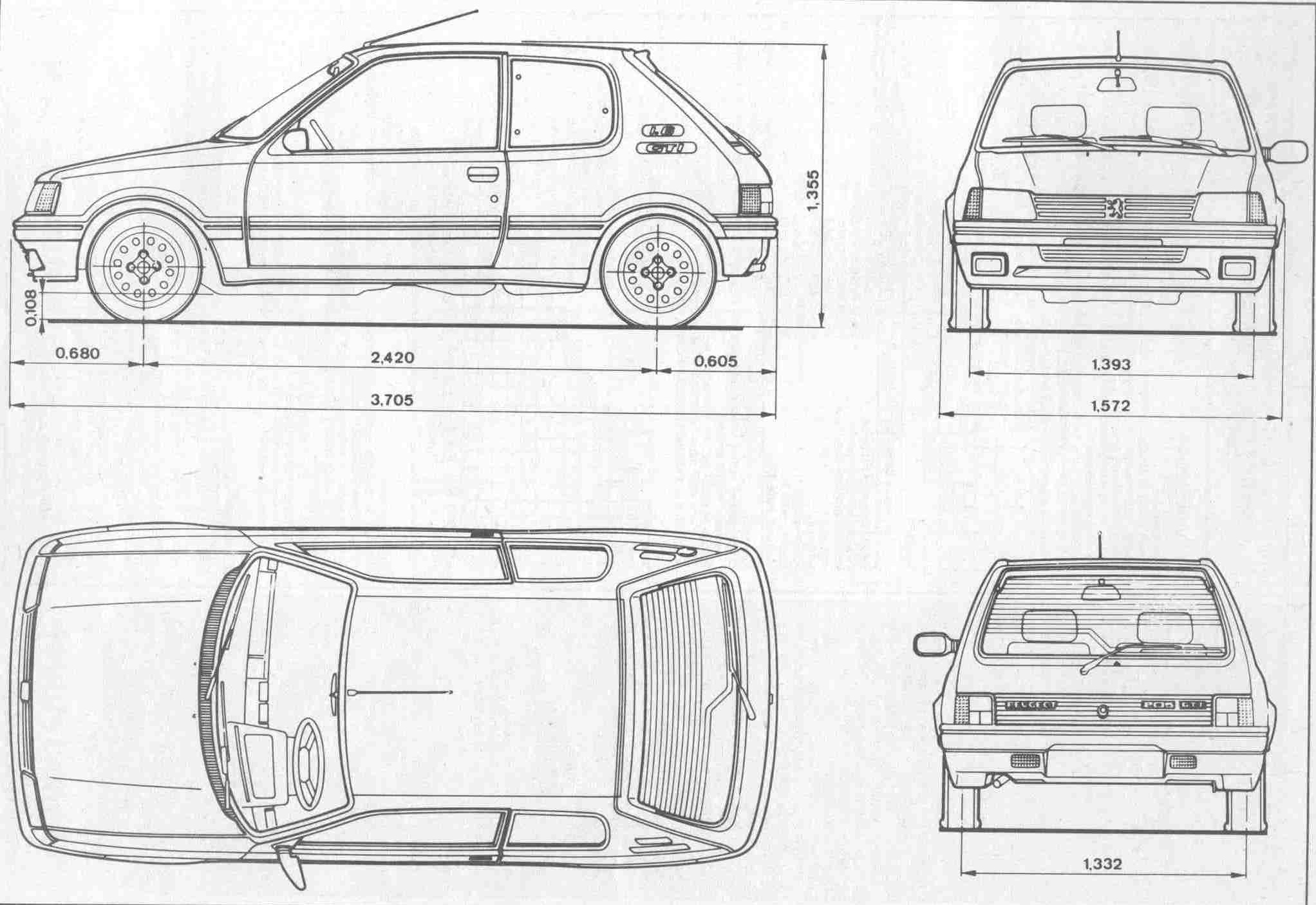Peugeot 205 blueprint