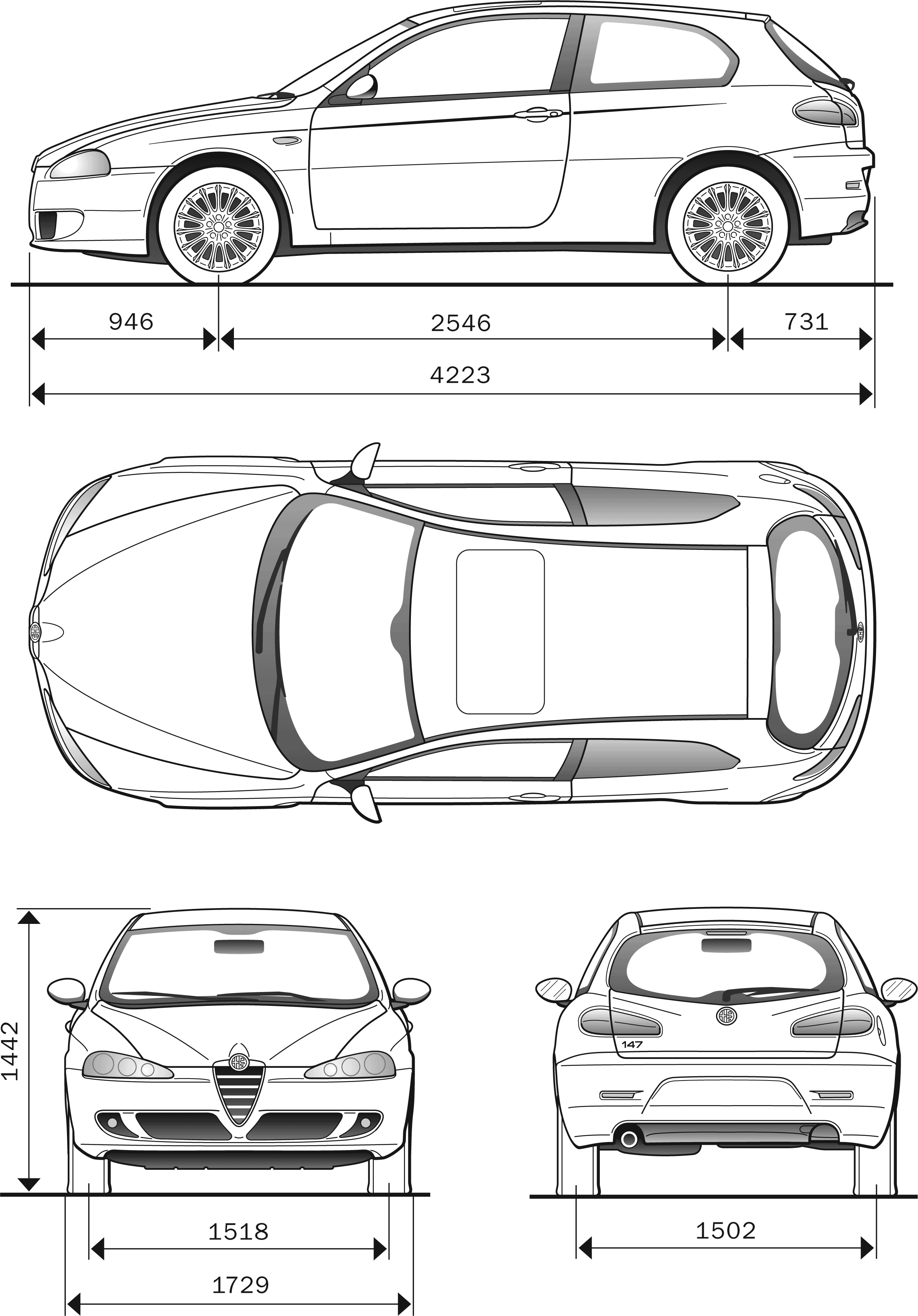 Alfa Romeo 147 blueprint