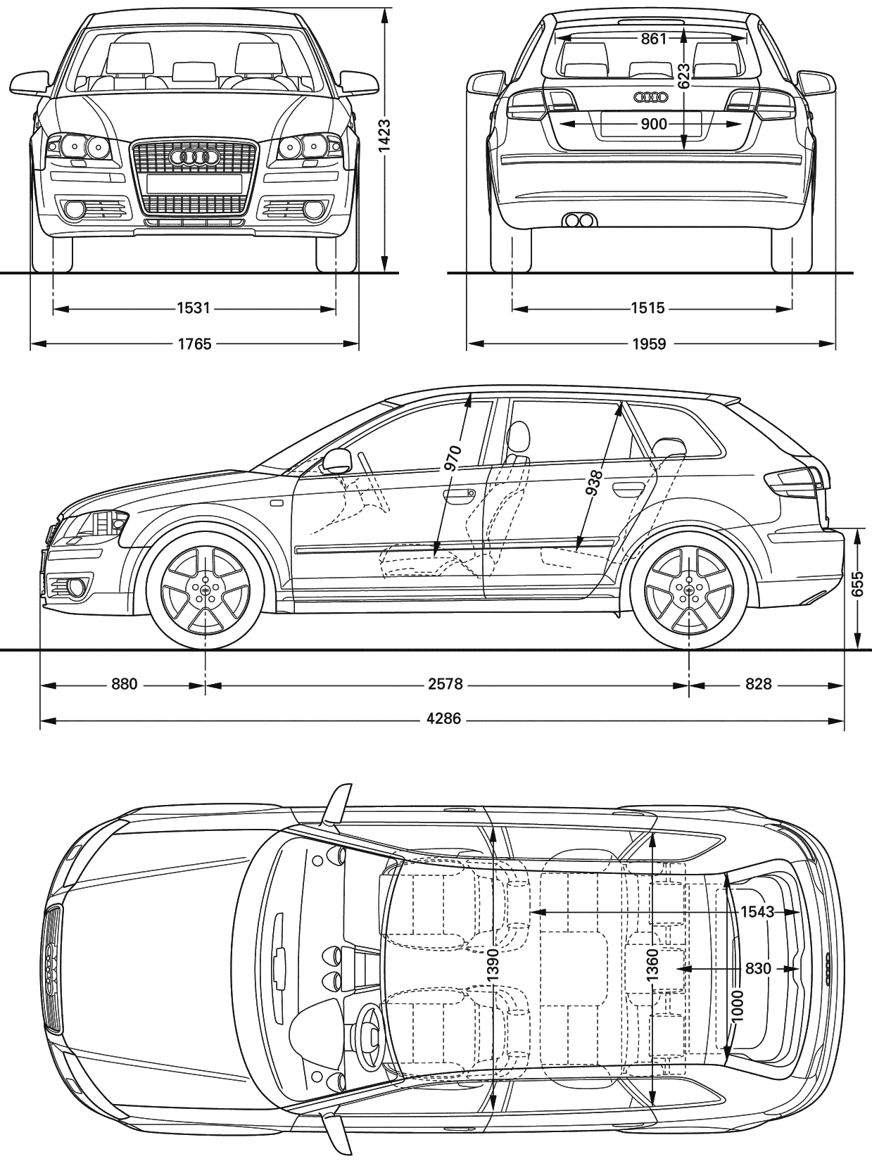 Audi A3 blueprint