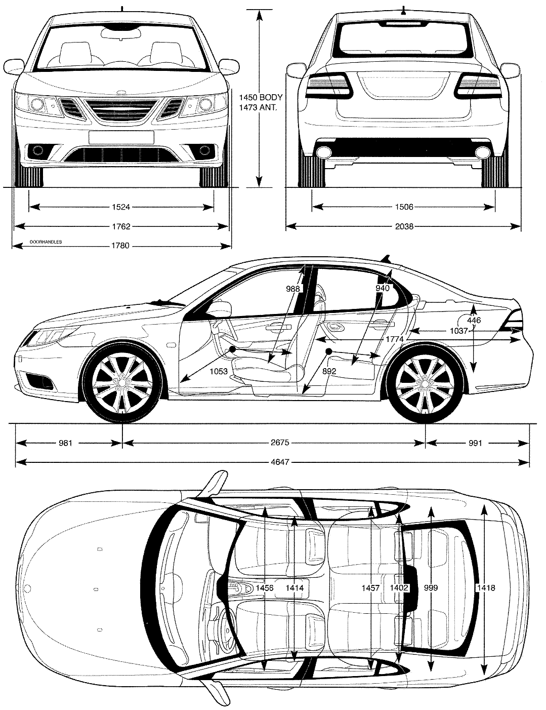 Saab 9-3 blueprint