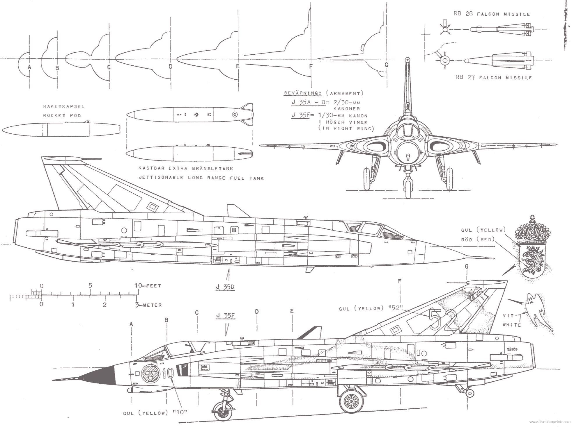 Saab 35 Draken blueprint