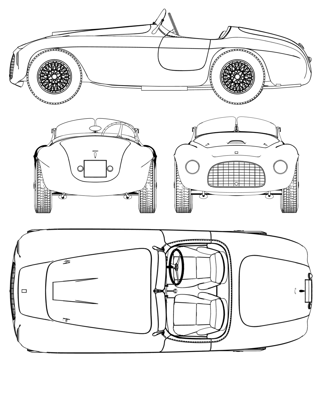Ferrari 166 MM blueprint