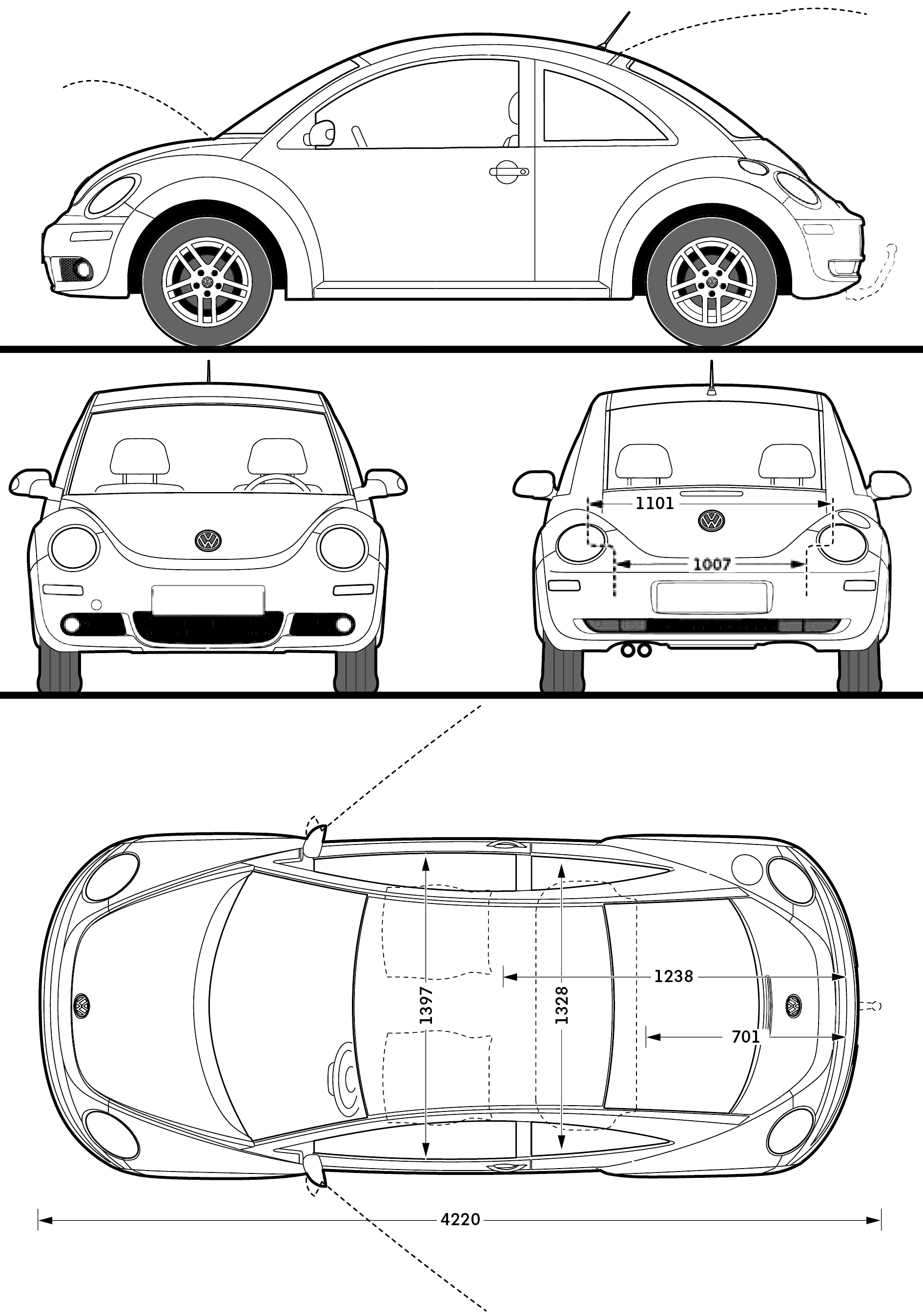 Volkswagen New Beetle blueprint