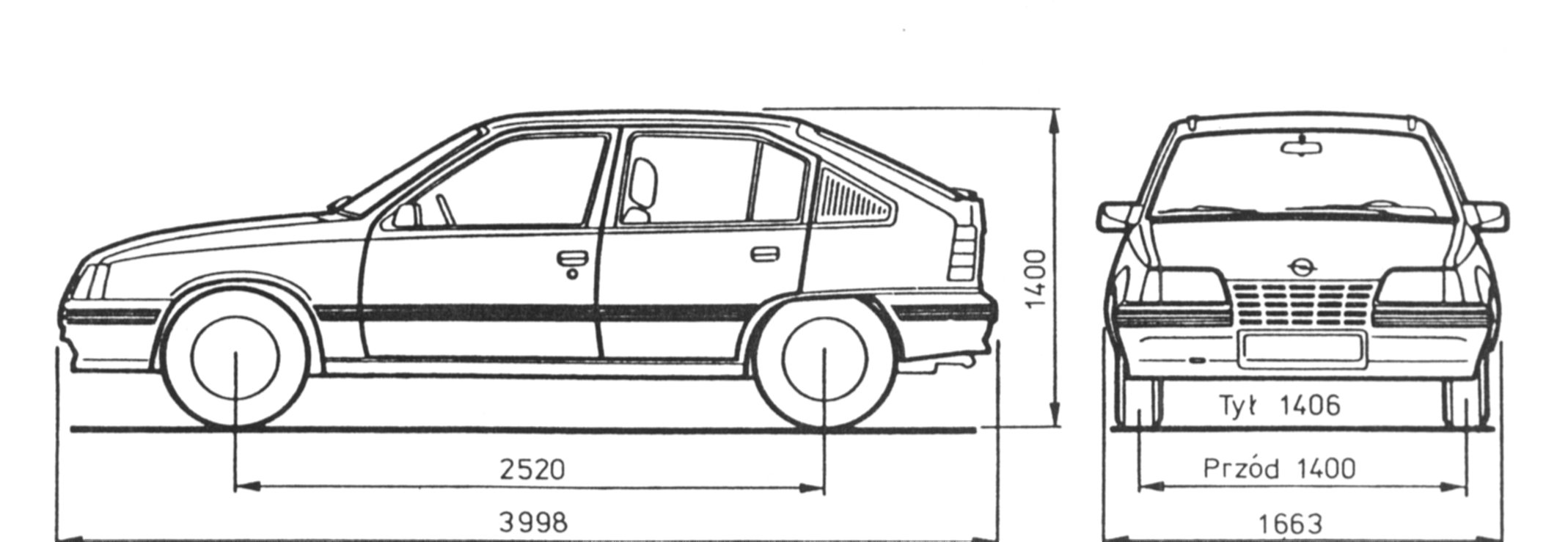 Opel Kadett E blueprint