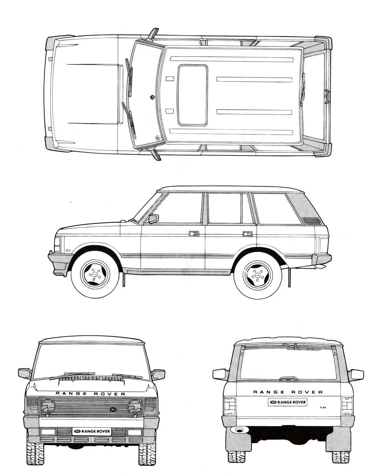 Land Rover Range Rover 1991 Blueprint - Download free blueprint for 3D