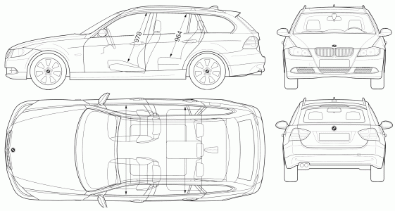 BMW 3-Series E91 blueprint