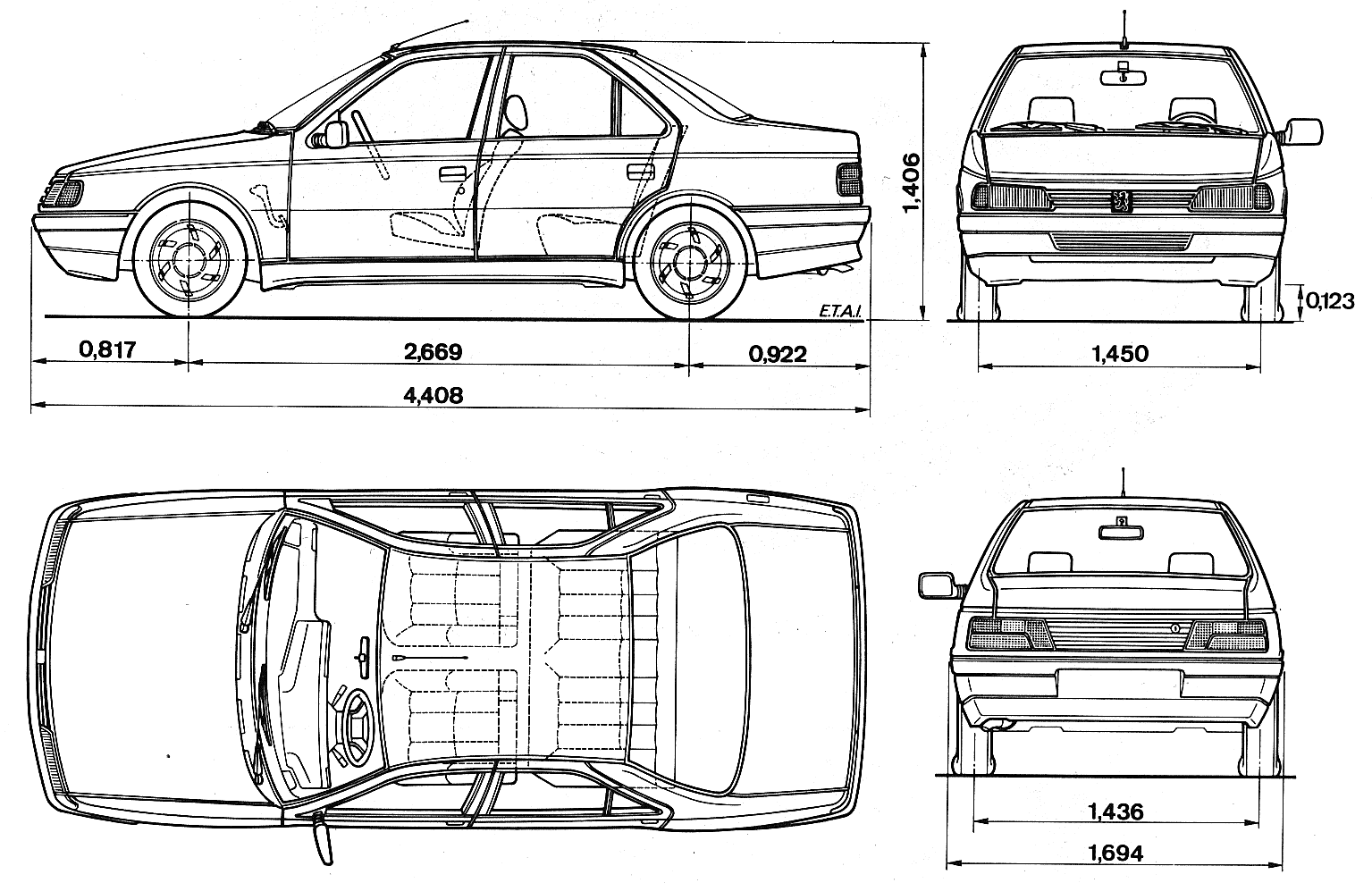 Peugeot 405 blueprint