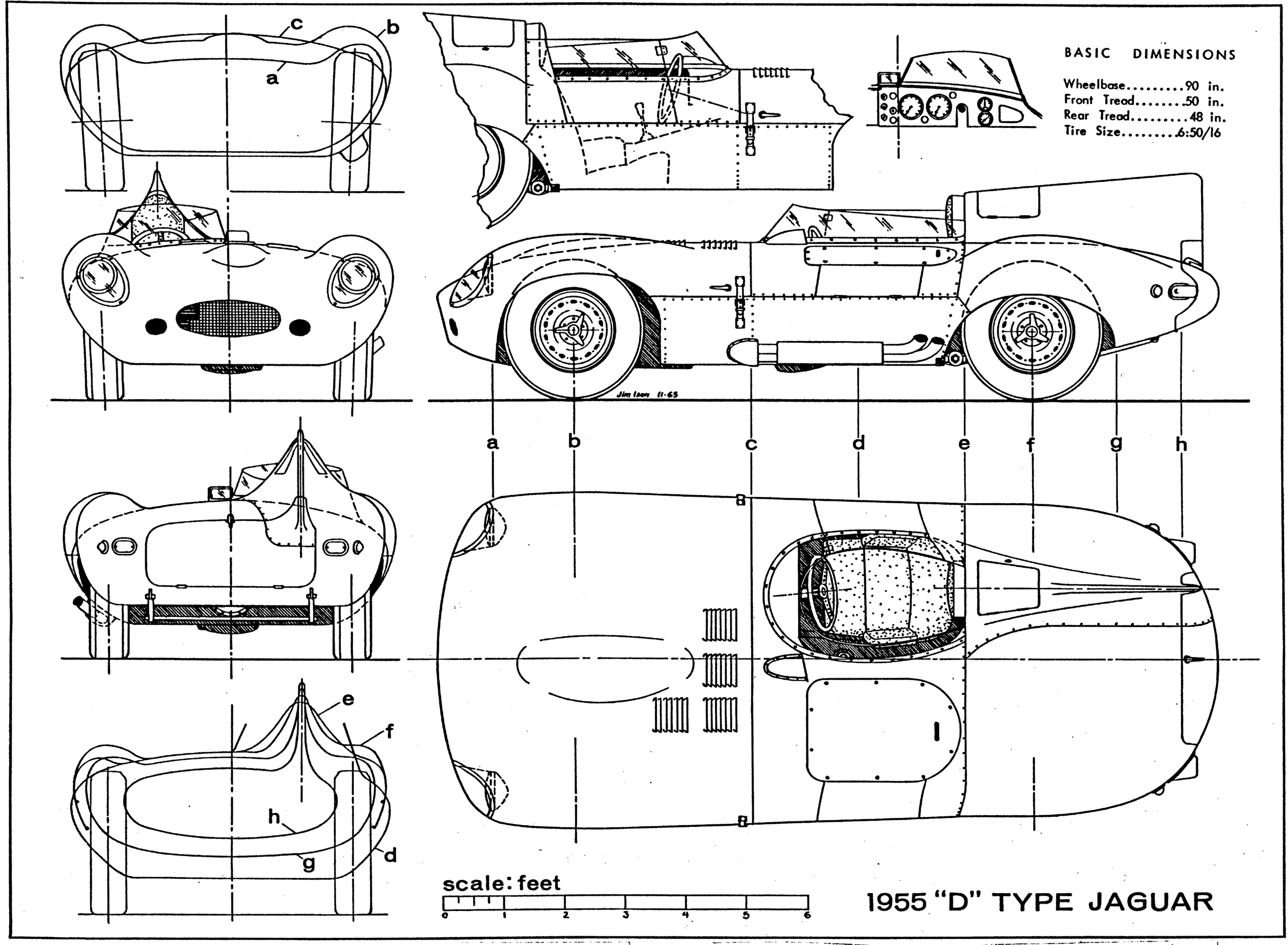 Jaguar D-Type blueprint