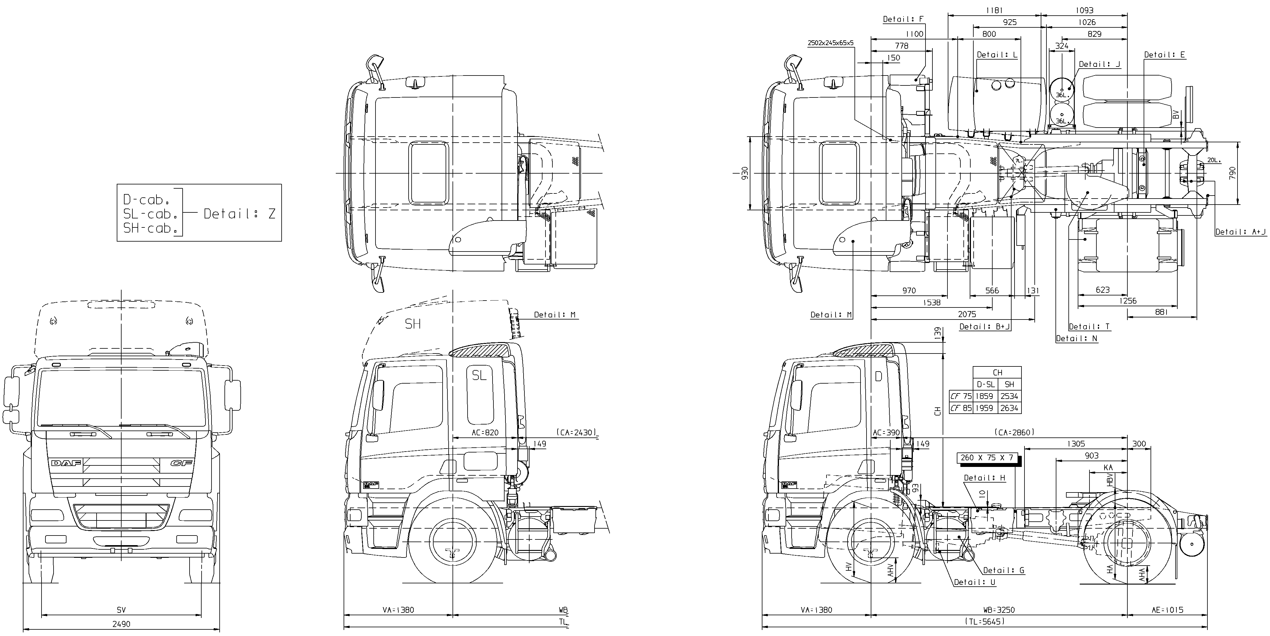 DAF CF 75 blueprint