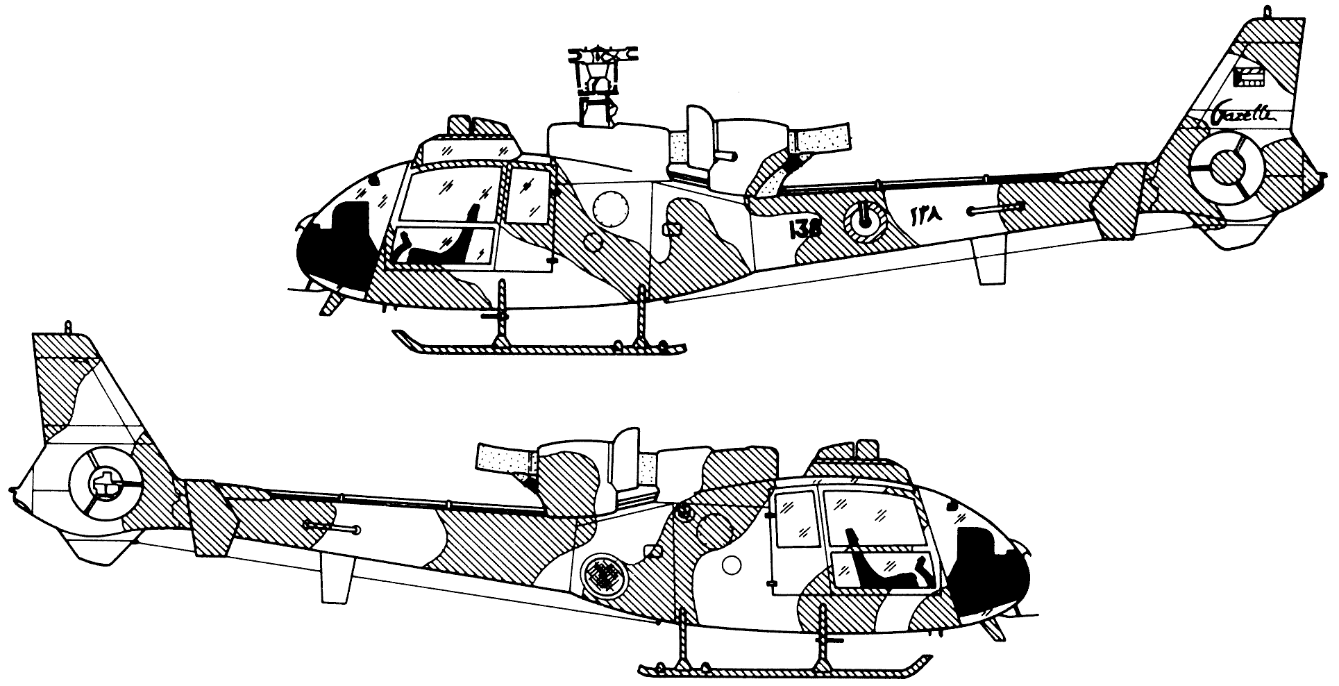 SA 341 Gazelle blueprint