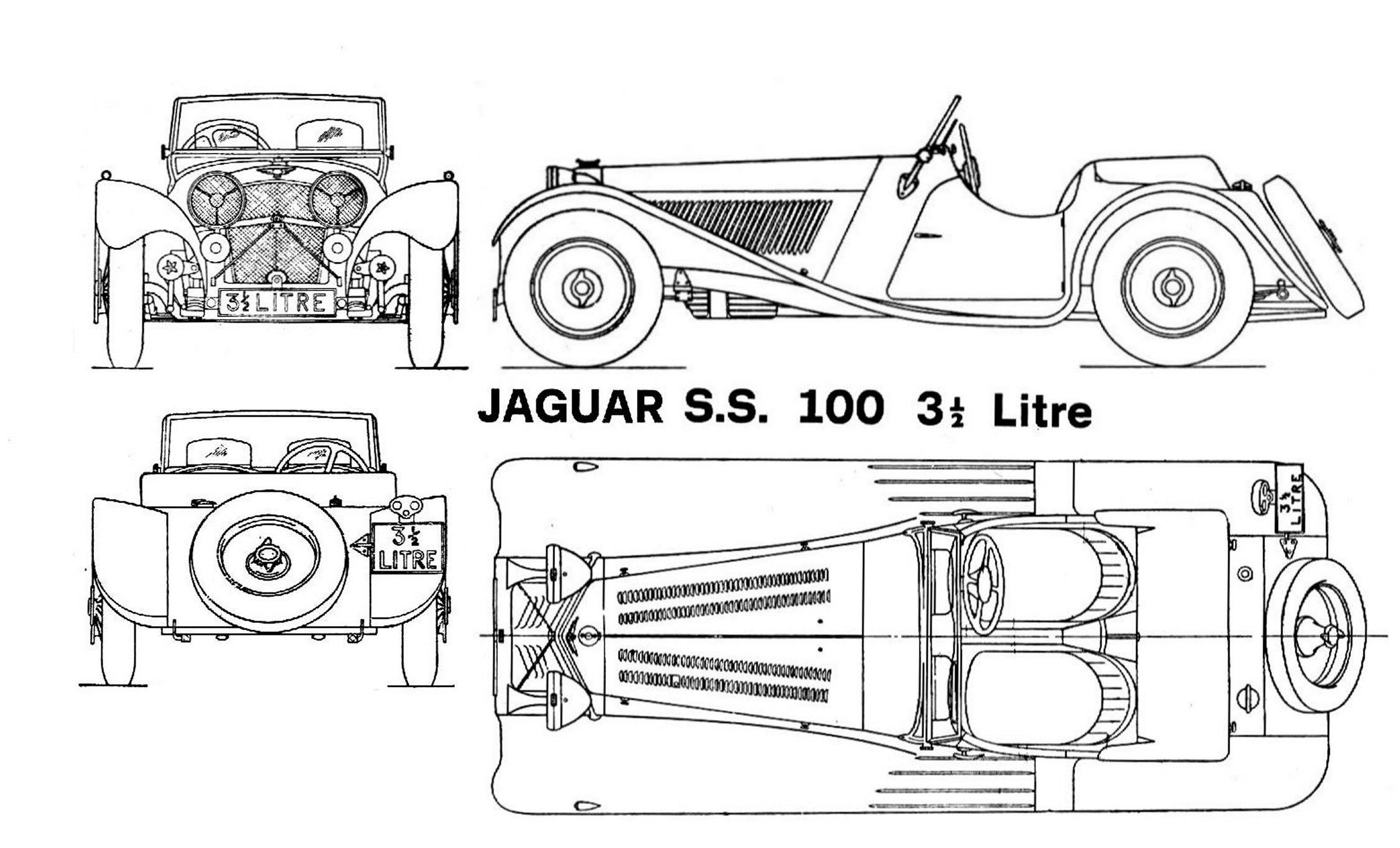 Jaguar SS100 blueprint