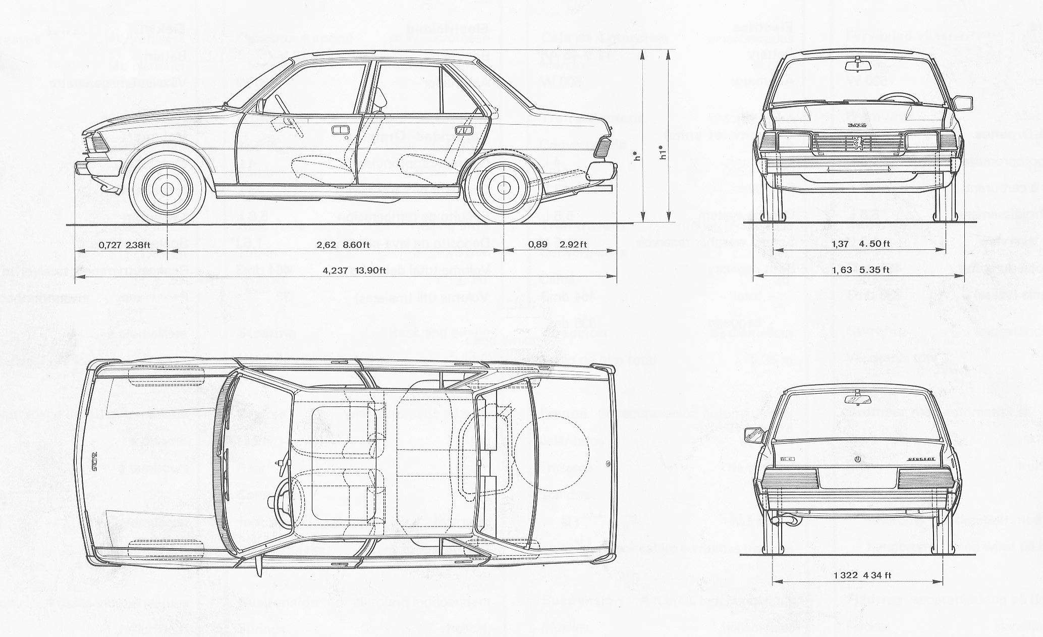Peugeot 305 blueprint