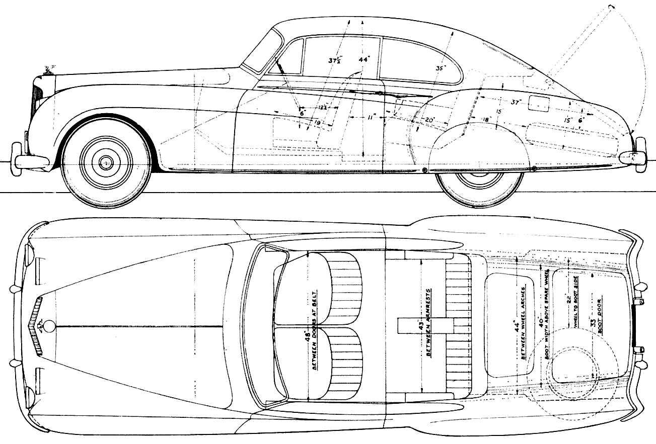 Bentley R Type Blueprint - Download free blueprint for 3D modeling