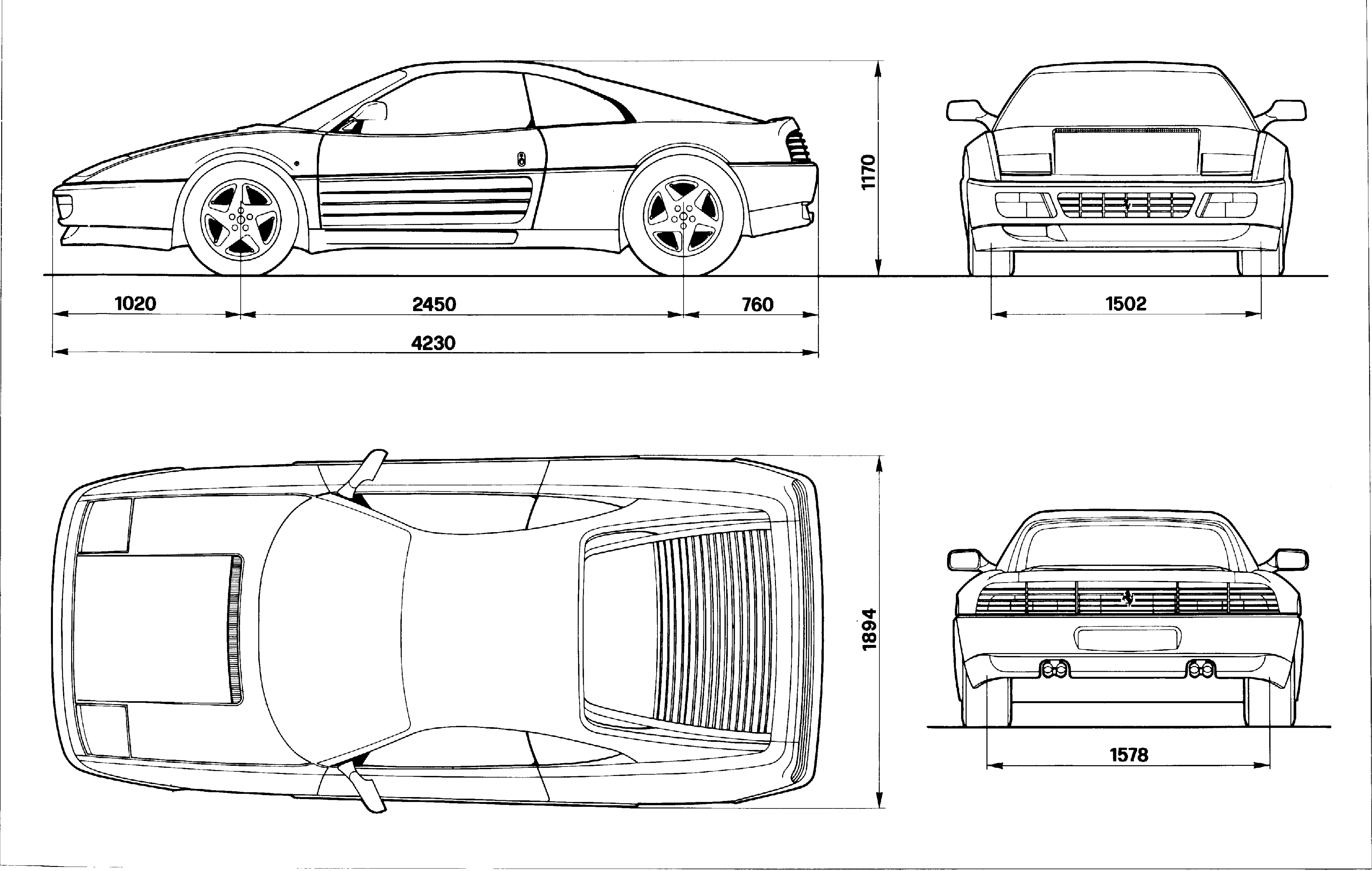 Ferrari 348 blueprint