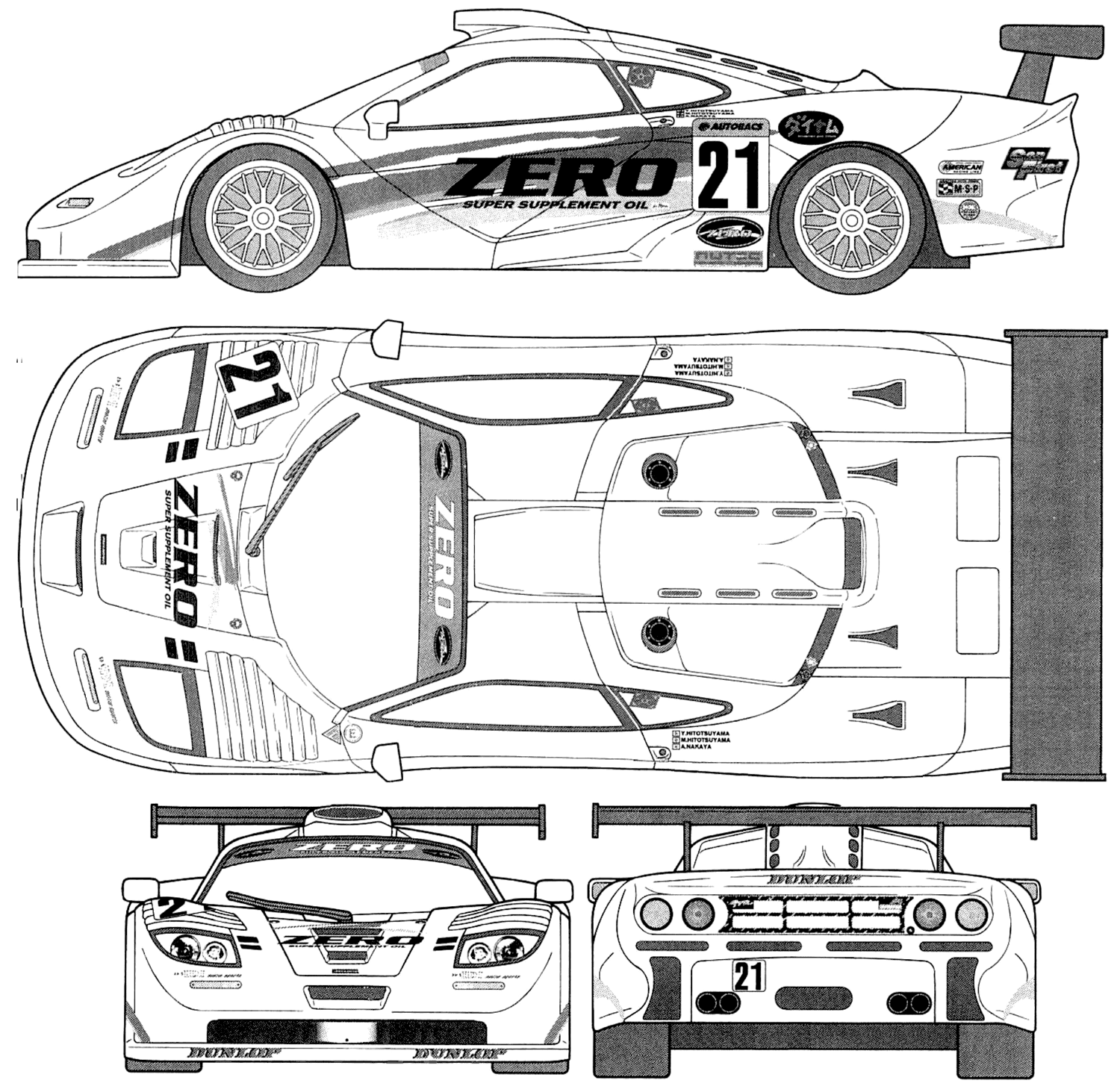McLaren F1 GTR blueprint