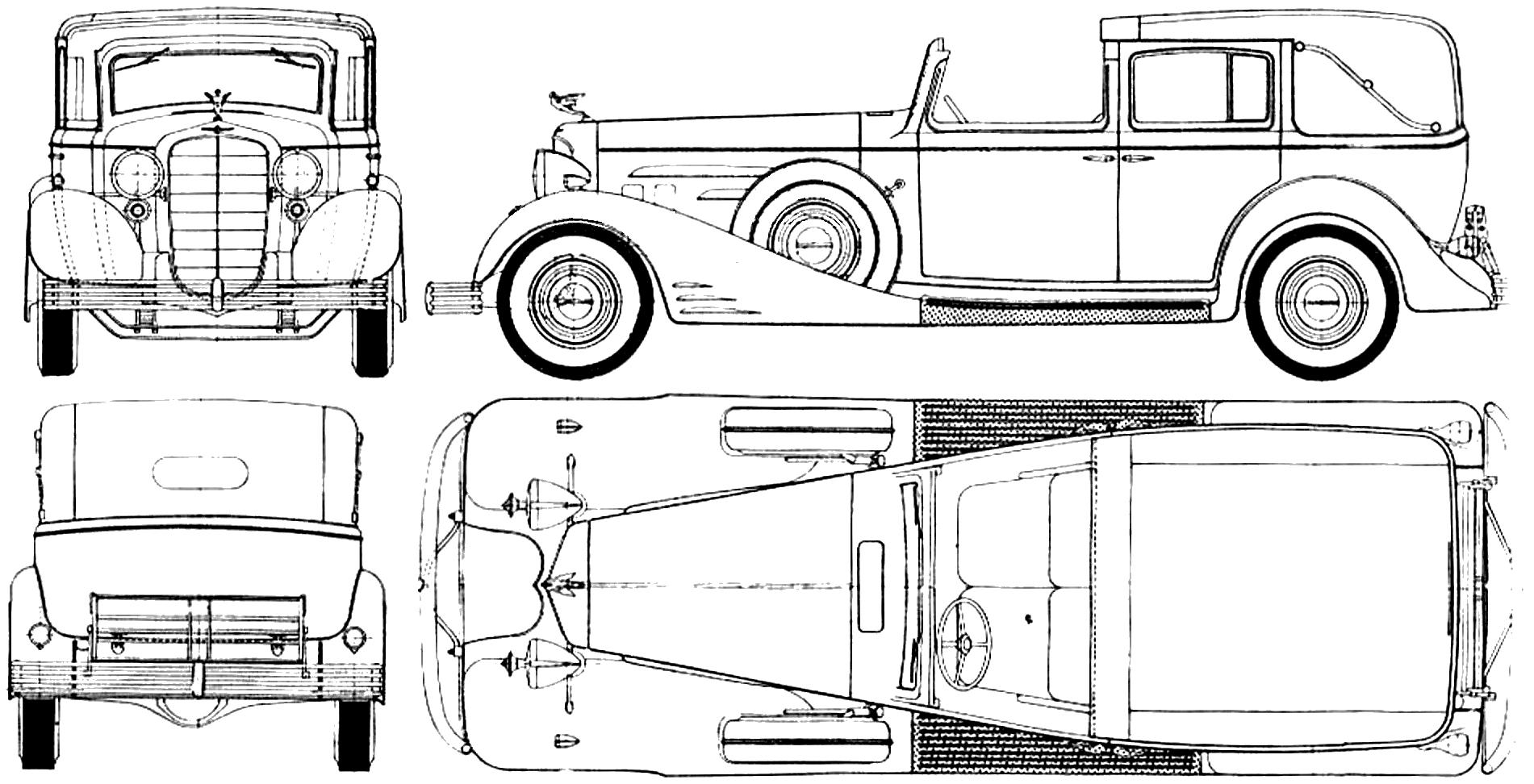 Cadillac V-16 town car blueprint