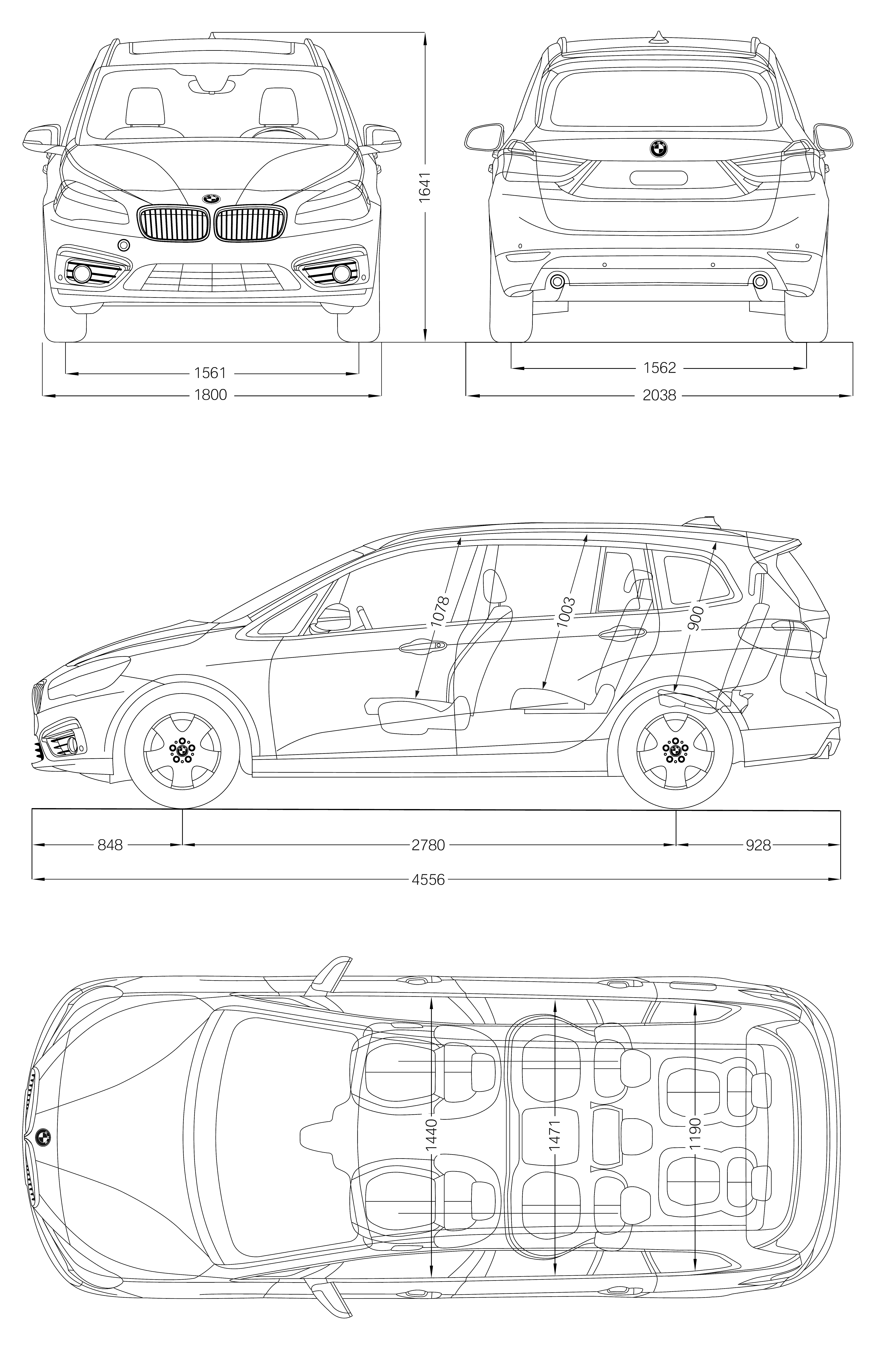 BMW 2 Series F46 blueprint