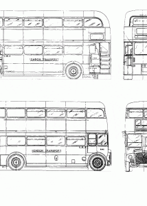 Routemaster London bus blueprint