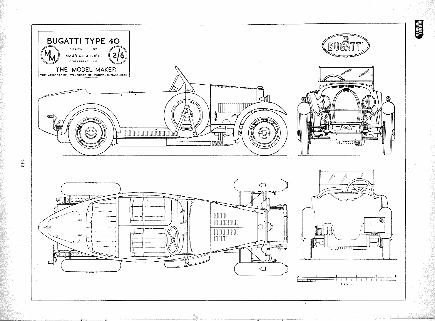 Bugatti Type 40 blueprint