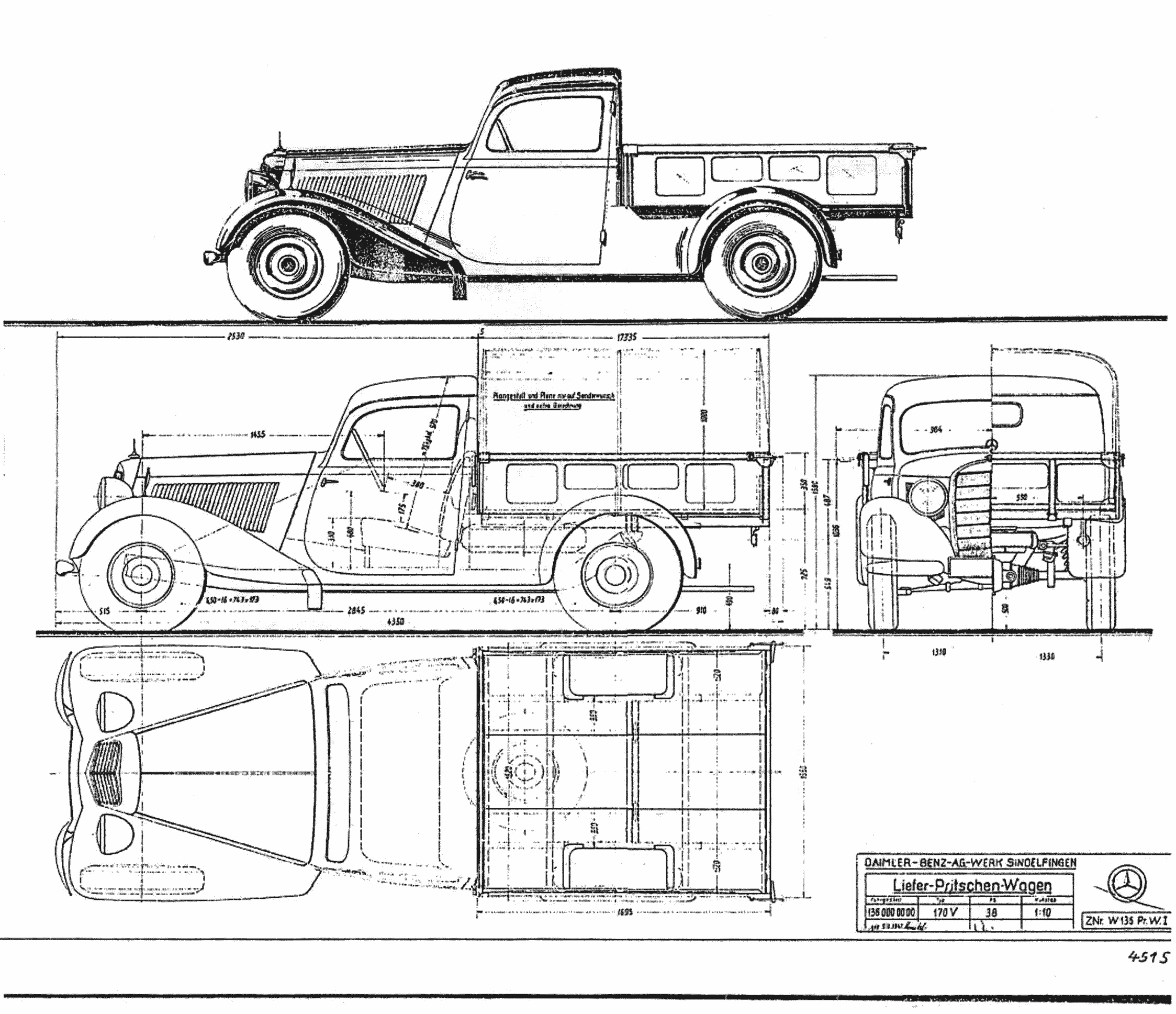Mercedes-Benz 170V Pickup blueprint