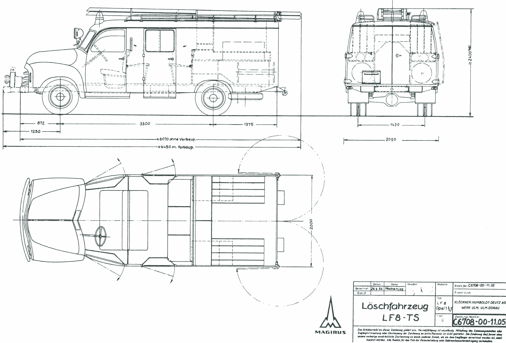 Opel Blitz Fire truck blueprint