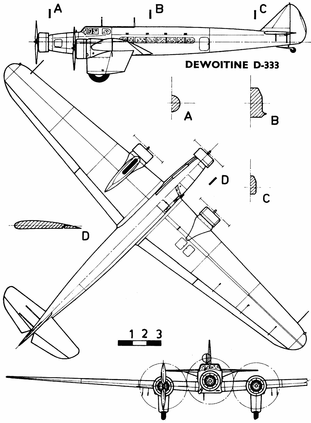 Dewoitine D.332 blueprint