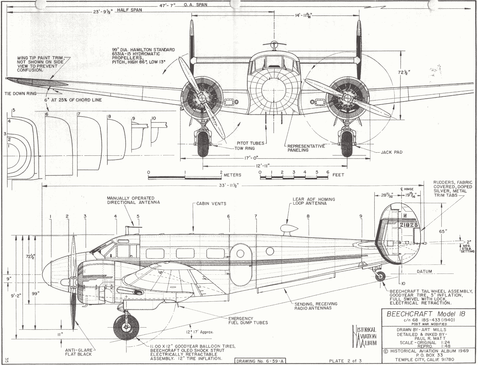 Beechcraft Model 18 blueprint