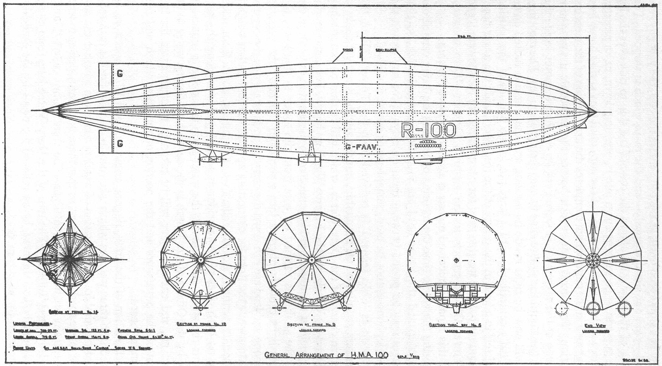 R-100 G-FAAV Zeppelin blueprint