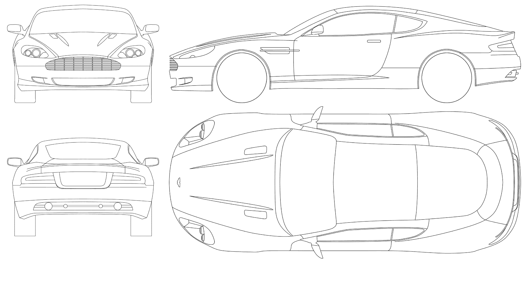 Aston Martin DB9 blueprint