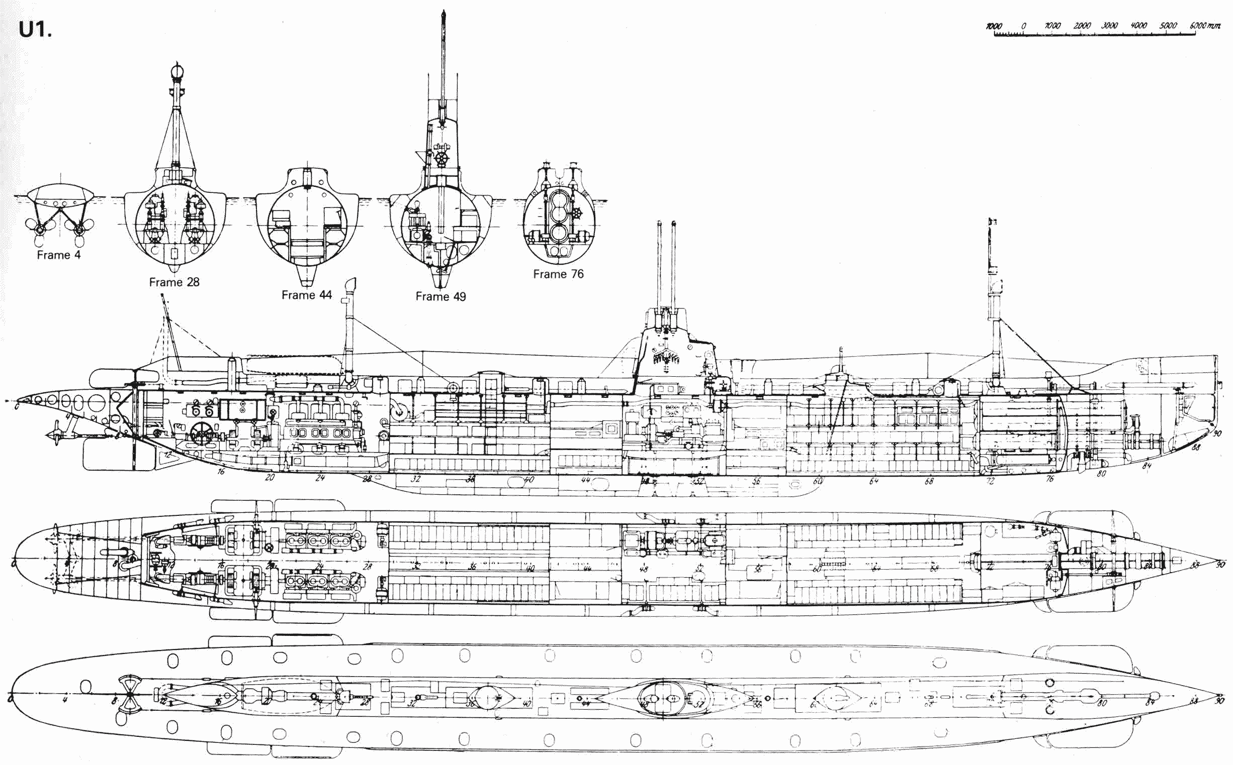 U 1 submarine blueprint