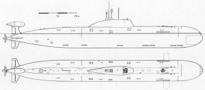 Typhoon-class submarine Blueprint - Download free blueprint for 3D modeling