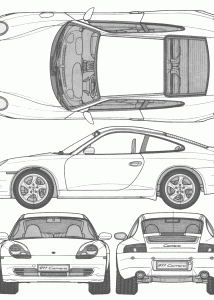 Porsche 911 Carrera blueprint