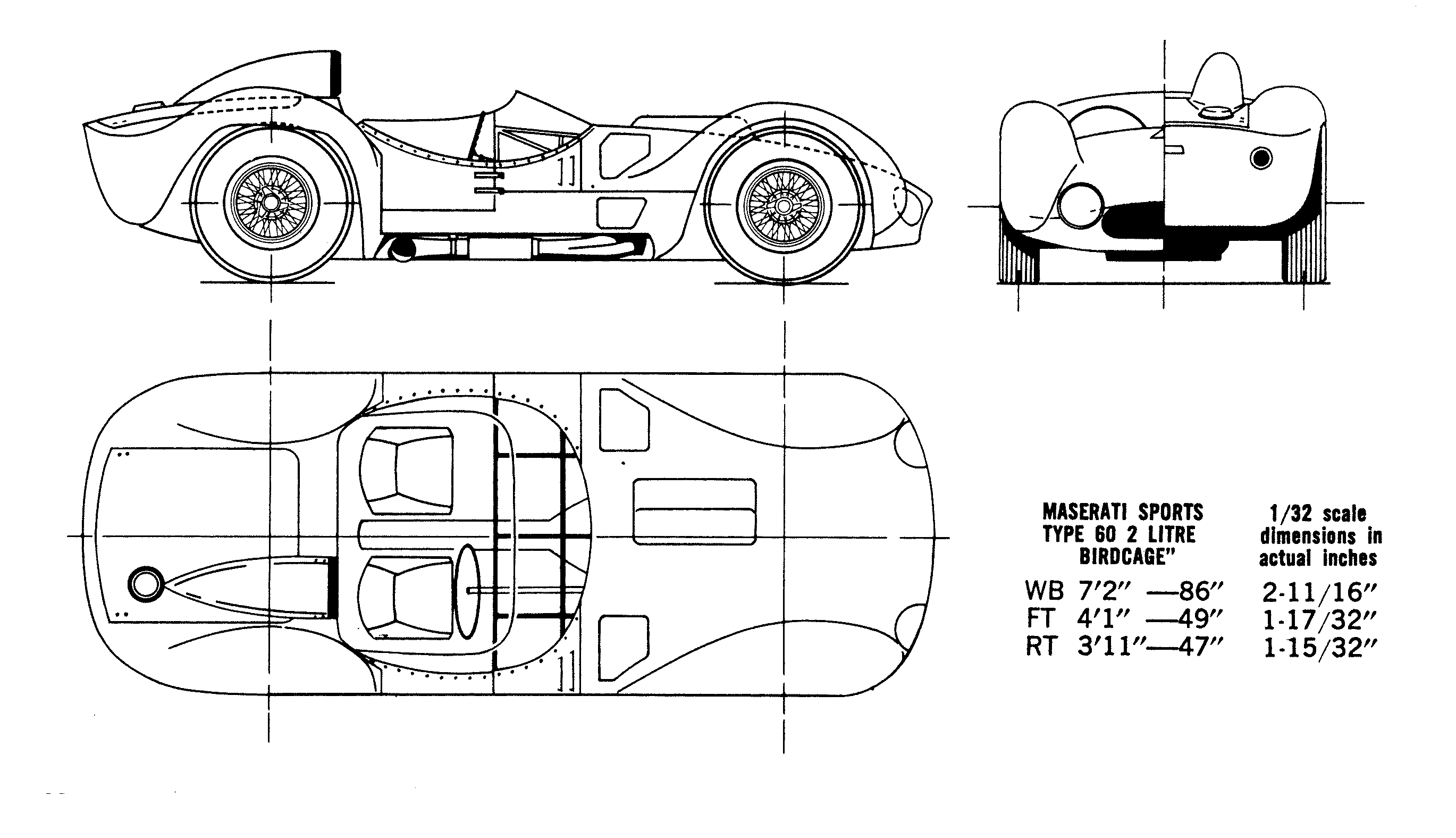 Maserati Birdcage Tipo 61 blueprint