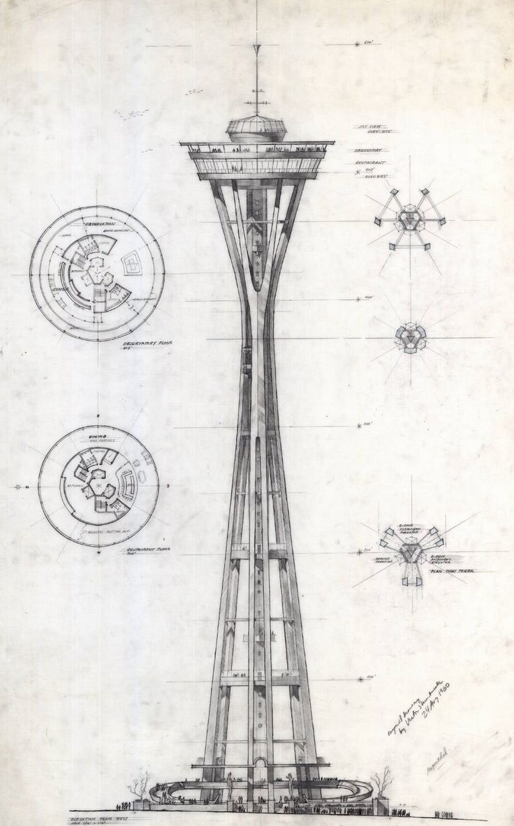 Space Needle Blueprint Download free blueprint for 3D modeling