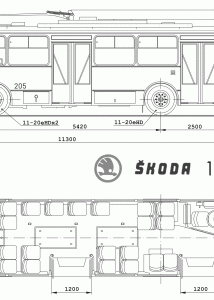 Škoda 14Tr trolleybus blueprint