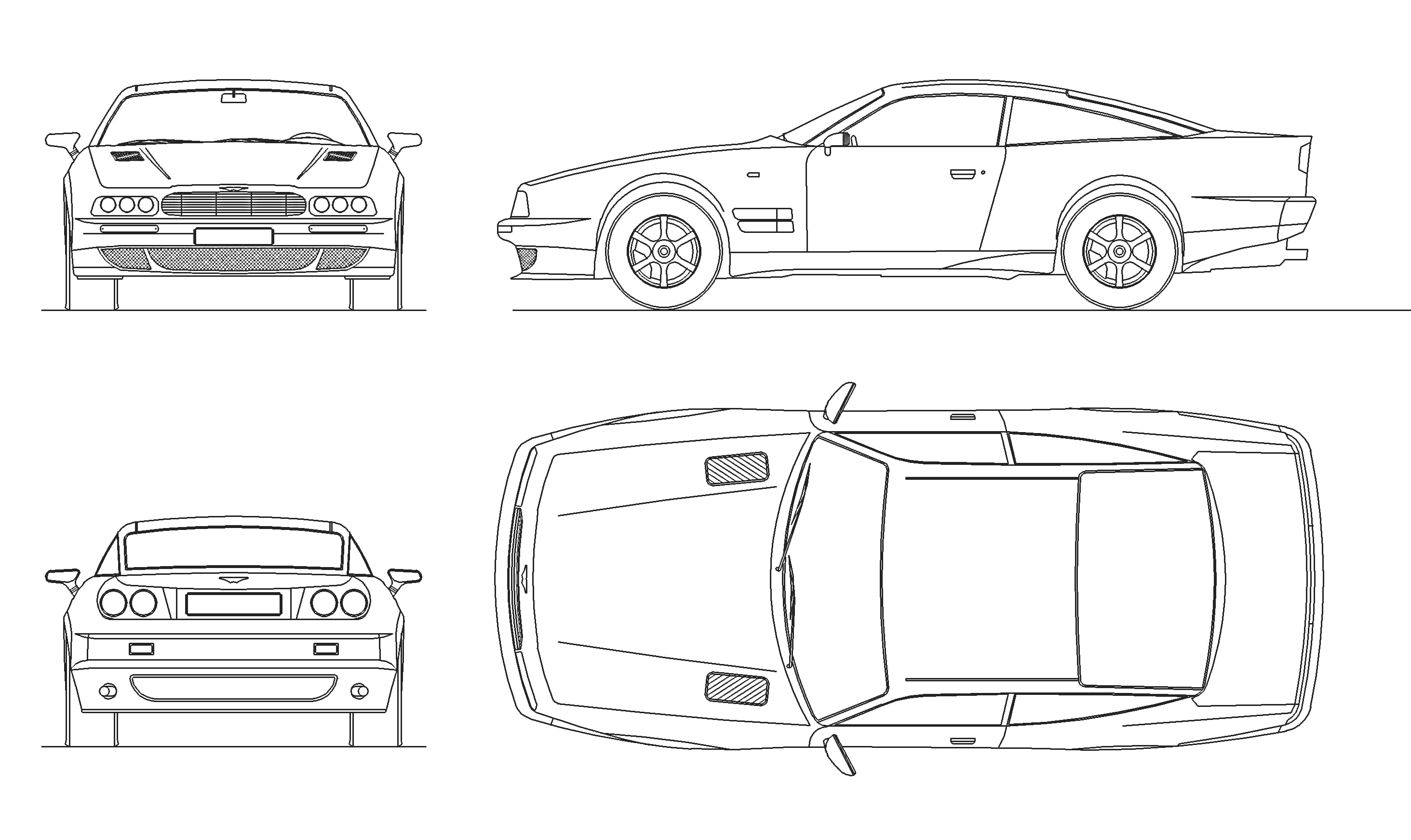 Aston Martin Virage blueprint