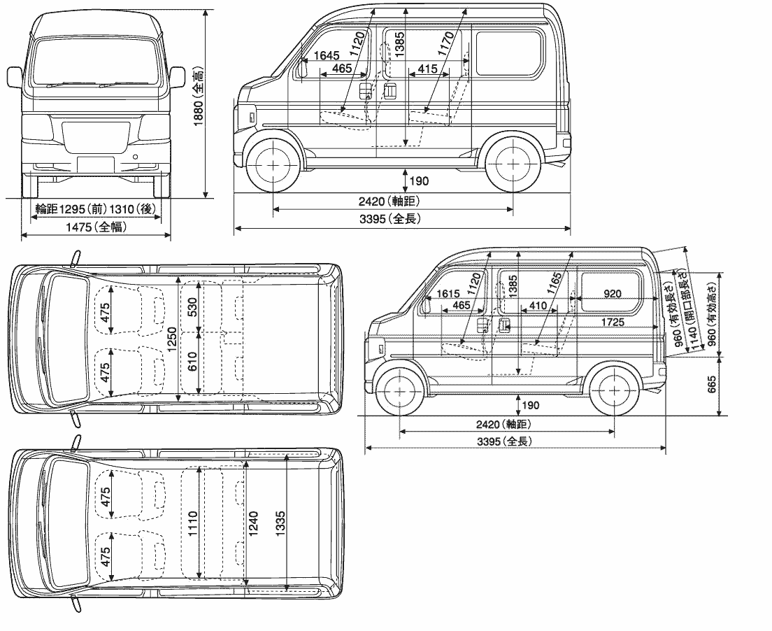 Honda Vamos blueprint