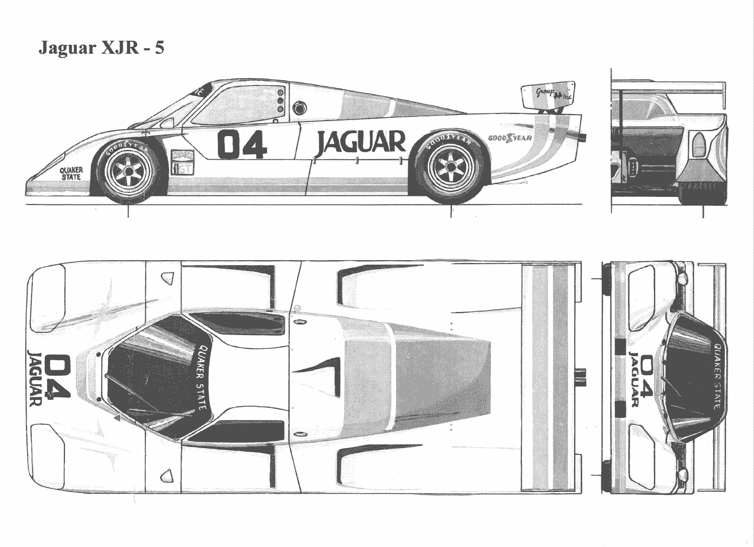 Jaguar XJR-5 Blueprint - Download free blueprint for 3D ...